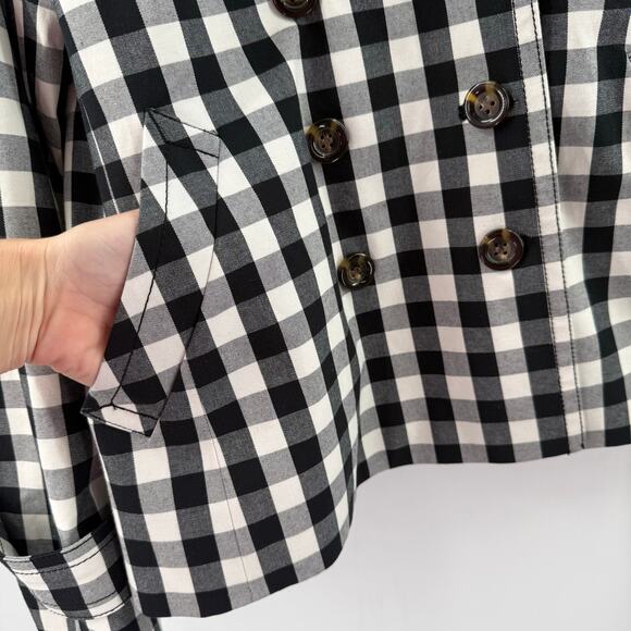 Ann Taylor Jacket Women's Size Small B&W Gingham Double-Breasted Buffalo Check - Picture 7 of 16